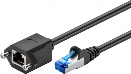 Cablu prelungitor de retea RJ45 CAT 6A S/FTP (PiMF) T-M 3m Negru, Goobay G77580
